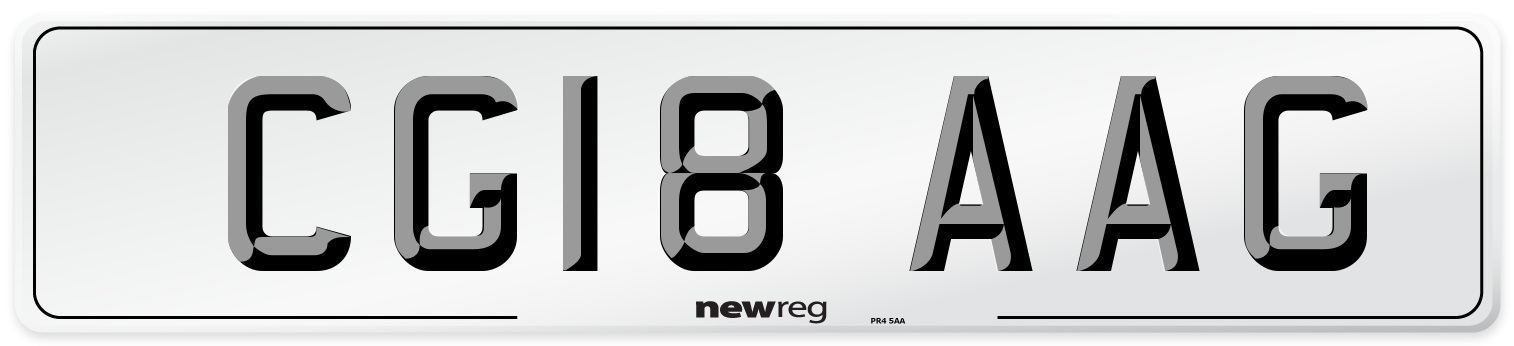 CG18 AAG Number Plate from New Reg